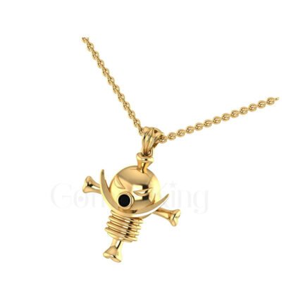 1.00Ct Round Cut Black Diamond Engagement Wedding Gothic Cartoon Anime Pendant Sterling Silver Yellow Gold Finish