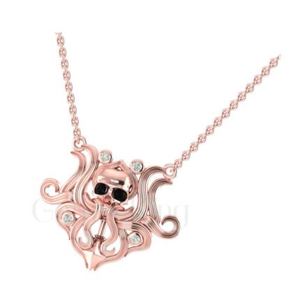 2.00Ct Round Cut Black & White Diamond Engagement Wedding Gothic Skull Art Deco Vintage Pendant Sterling Silver Rose Gold Finish