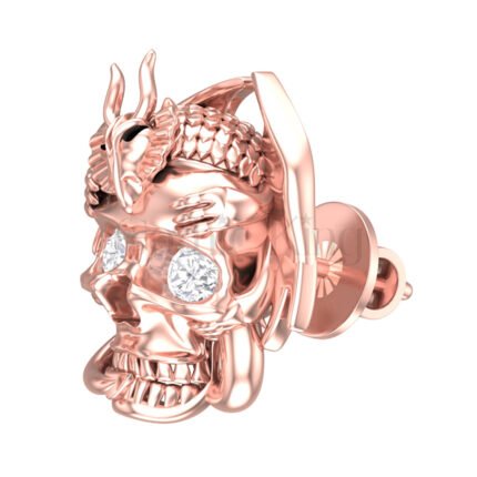 0.50Ct Round Cut White Diamond Gothic Skull Dragon Earrings Engagement Wedding Sterling Silver Rose Gold Finish