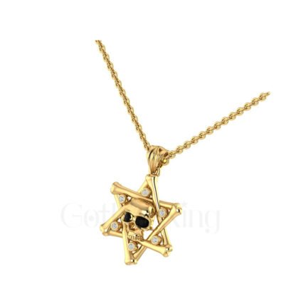 1.50Ct Round Cut White & Black Diamond Engagement Wedding Gothic Alloy Skull 6 Diamond Pendant Sterling Silver Yellow Gold Finish