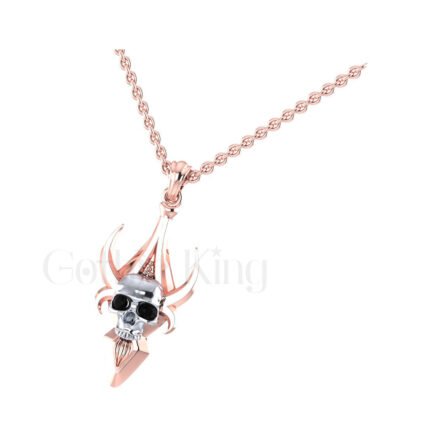 1.00Ct Round Cut Black Diamond Engagement Wedding Gothic Skull Face Pendant Sterling Silver Rose Gold Finish