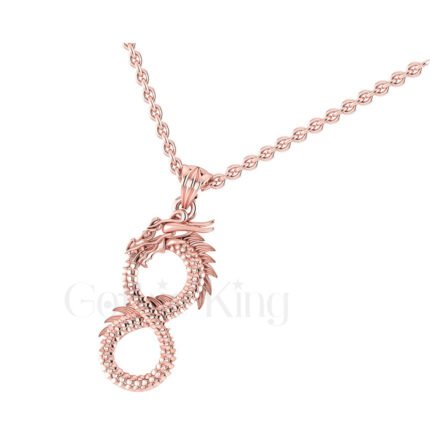 Engagement Wedding Gothic Ouroboros Based Dragon Style Pendant Sterling Silver Rose Gold Finish