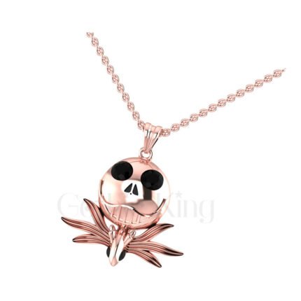 Engagement Wedding Gothic Alien Face Skeleton Pendant Sterling Silver Rose Gold Finish