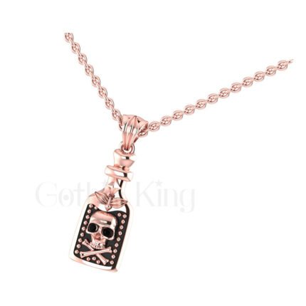 1.00Ct Round Cut Black Diamond Engagement Wedding Gothic Skull Danger Pirates Pendant Sterling Silver Rose Gold Finish