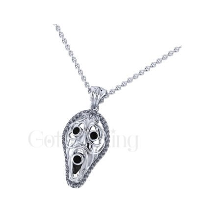 1.50Ct Round Cut Black Diamond Engagement Wedding Gothic Scream Skull Mask Pendant Sterling Silver White Gold Finish