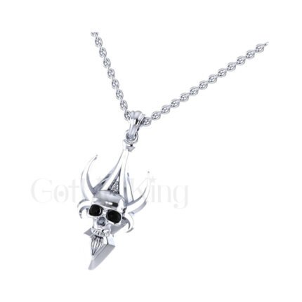 1.00Ct Round Cut Black Diamond Engagement Wedding Gothic Skull Face Pendant Sterling Silver White Gold Finish
