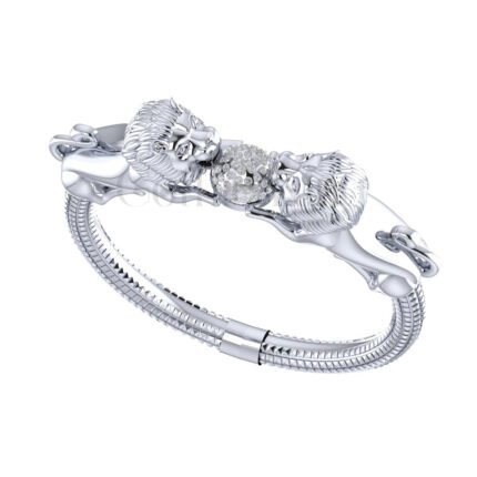 Crown Your Love Story with the Majestic White Diamond Lion King Bracelet.